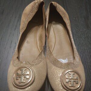 Tory Burch Gold Glitter Ballet Flat Women Size 11